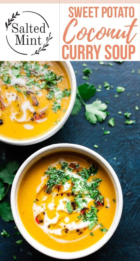 Potato Soup With Coconut Milk, Curried Sweet Potato Soup, Curry Healthy, Coconut Soup Recipes, Soup With Coconut Milk, Sweet Potato Soup Recipes, Cheesy Potato Soup, Coconut Curry Soup, Coconut Milk Soup