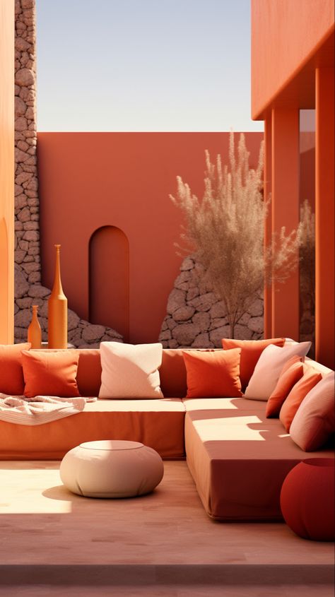 Warm tones, interior design, luxury decor, color palette, monochromatic palette, monochrome aesthetic Monochrome Aesthetic Color, Terracotta Interior Design, Monochrome Interior Design, Monochromatic Interior Design, Monochromatic Aesthetic, Monochromatic Decor, Monochromatic Room, Interior Design Principles, Color Terracota