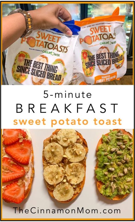 This post is sponsored by Sweet PotaTOASTS but the content and opinions expressed here are my own. sweet potato toast, easy breakfast ideas, bread replacement, avocado toast #ad #SweetPotaTOASTS Fwtfl Breakfast Ideas, Sweet Potato Toast Toppings, Sweet Potato Slices Recipes, Sweet Potato Toast Recipes, Sweet Potato And Avocado Recipes, Sweet Potato Avocado Toast, Breakfast Ideas Bread, Bread Replacement, Potato Toast