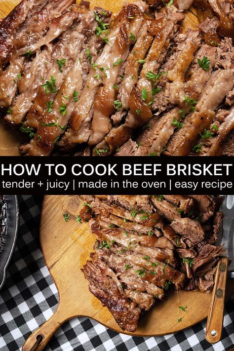 Beef Brisket Recipe Slow Cook Beef, Oven Brisket Recipes, Brisket In The Oven, Best Brisket Recipe, Braised Beef Brisket, Beef Brisket Recipe, Roast Brisket, Brisket Flat, Brisket Oven