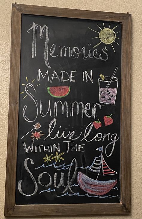 End Of Summer Chalkboard Ideas, Happy Summer Chalkboard Art, End Of Summer Chalkboard Art, Cute Summer Chalkboard Ideas, Summertime Chalkboard Ideas, Starbucks Summer Chalkboard Art, Restaurant Chalkboard Ideas Summer, Summer Chalkboard Art, Summer Chalkboard