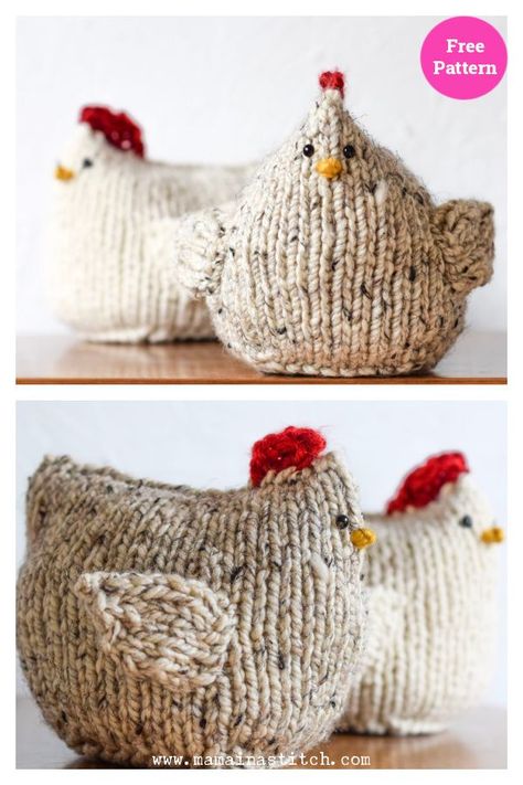 Poppy The Chicken Free Knitting Pattern Knitted Hens Free Pattern, Knit Chicken Pattern Free, Emotional Support Chicken Pattern, Chicken Knitting Pattern Free, Knit Chicken Pattern, Knitted Chickens Free Pattern, Chicken Sewing Pattern, Knit Chicken, Amigurumi Chicken