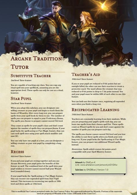 Unearthed Arcana, Monk Dnd, Dnd Wizard, Dungeons And Dragons Rules, D D Classes, D D Character Ideas, Dnd Classes, Dnd Races, Wizard School