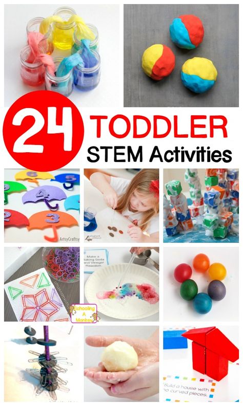 Have a toddler? Start a love of science early with these STEM projects for toddlers! Little ones will love these creative and educational ideas! Projects For Toddlers, Simple Stem Activities, Toddler Stem, Stem Activities Preschool, Science For Toddlers, Preschool Stem, Teaching Stem, Toddler Classroom, Toddler Education