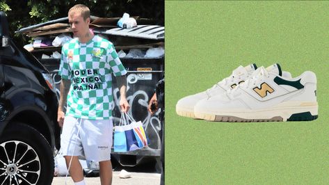 Justin Bieber’s Aimé Leon Dore x New Balance 550s are this summer’s hottest sneakers | British GQ New Balance 550s, Justin Bieber News, Leon Dore, Resale Store, Aime Leon Dore, Gq Magazine, Hot Sneakers, Fleece Shorts, Best Sneakers