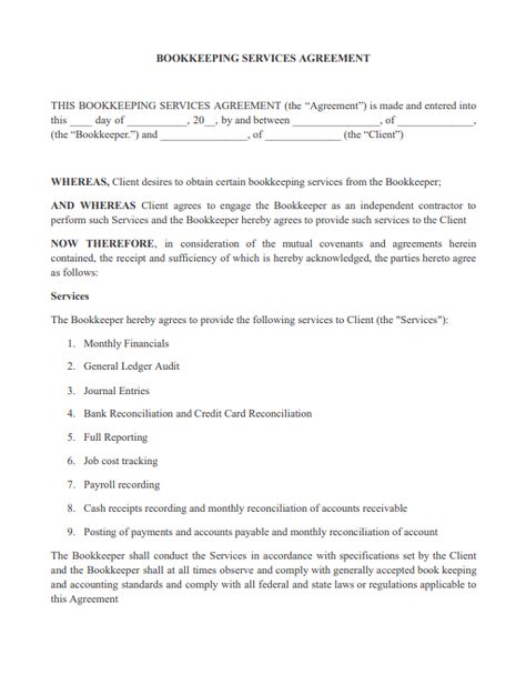 Fillable Form Bookkeeping Services Agreement Bookkeeping Price Packages, Bookkeeping Services Flyer, Business Partnership Agreement, Organizer Printables, Partnership Business, Tax Business, Employment Contract, Employment Form, Bookkeeping Tips