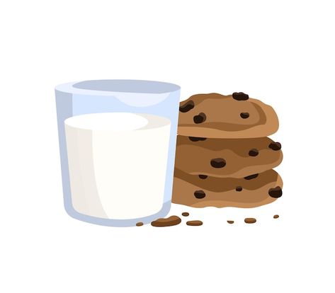 Cookie Cute Drawing, Cookie Cartoon Cute, Kawaii Cookie Drawing, Cookies And Milk Drawing, Milk And Cookies, Milk And Cookies Painting, Milk And Cookies Illustration, Milk Drawing, Cookie Drawing