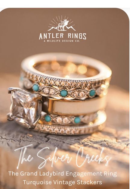 Western Stacked Wedding Rings, Navajo Wedding Rings, Antler Wedding Rings Womens, Deer Antler Wedding Rings Women, Deer Antler Engagement Ring, Antler Engagement Ring Women, Western Inspired Wedding Rings, Western Wedding Ring Sets, Rustic Wedding Rings For Women