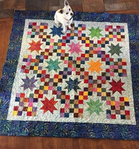 Breezy BatiksThis quilt pattern is available as a free download...  Download Pattern: Breezy Batiks Batik Quilts Ideas, Valor Quilts, Rainbow Quilts, Irish Chain Quilt, Rag Quilts, Scrappy Quilt Patterns, Charm Quilt, Dog Quilts, Batik Quilts