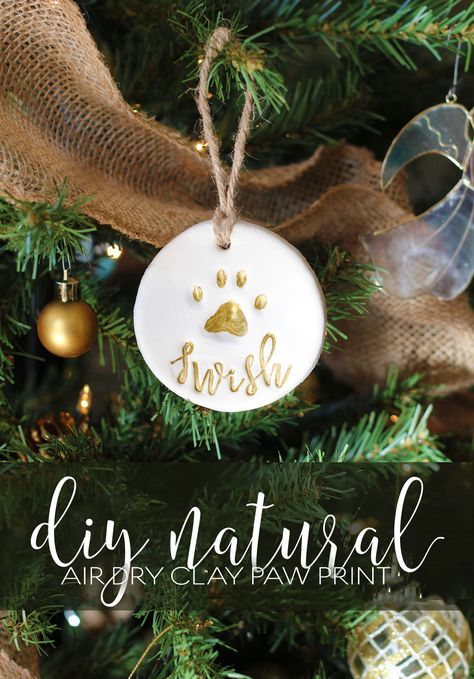 DIY natural organic pet cat dog paw print ornament modern script stamps Clay Paw Print, Dog Paw Print Ornament, Paw Print Crafts, Pet Gift Basket, Paw Ornament, Paw Print Ornament, Dog Breeding, Handprint Ornaments, Dough Ornaments