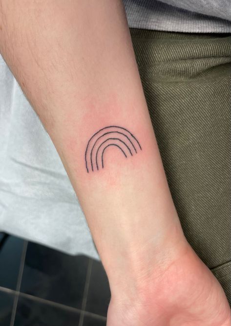 Black Ink Rainbow Tattoo, Pride Tattoo Ideas Black And White, Lgbtq Tattoos Black, Pride Tattoo Black And White, Lesbian Minimalist Tattoo, Simple Queer Tattoos, Ally Tattoo Lgbtq, Simple Lesbian Tattoo, Simple Pride Tattoos