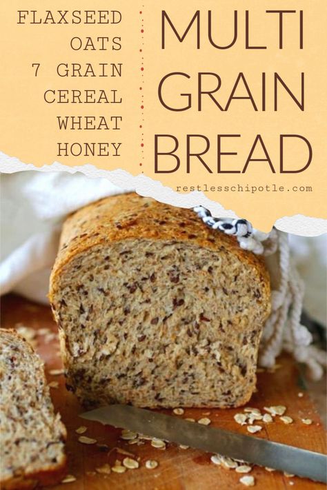 Multigrain Bread Recipe, Flaxseed Bread, Seeded Bread Recipes, Multi Grain Bread, Honey Bread, Multigrain Bread, Bread Soft, Sandwich Bread Recipes, Grain Bread