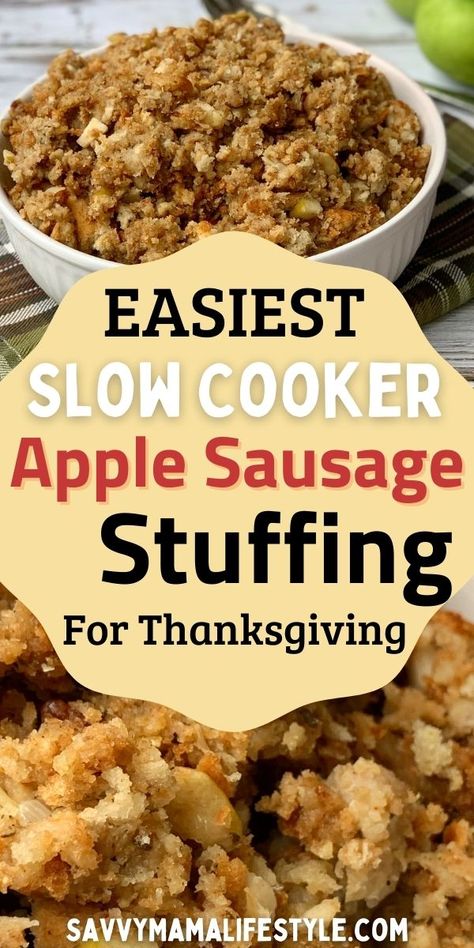 Crockpot Sausage Stuffing, Apple Sausage Stuffing Crockpot, Crockpot Stuffing With Sausage, Best Crockpot Sausage Stuffing, Sausage And Apple Stuffing, Slow Cooker Sausage Stuffing, Apple Sausage Stuffing Recipes, Apple And Sausage Stuffing, Slow Cooker Stuffing Recipes