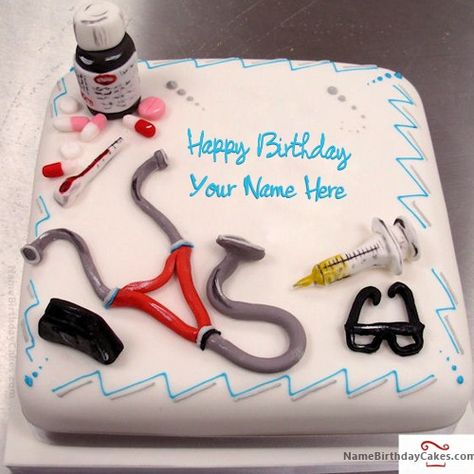 Doctor Birthday Cake, Birthday Wishes For Uncle, Birthday Cake Write Name, Online Birthday Cake, Doctor Birthday, Birthday Card With Name, Birthday Cake Writing, Birthday Wishes With Name, Happy Anniversary Cakes