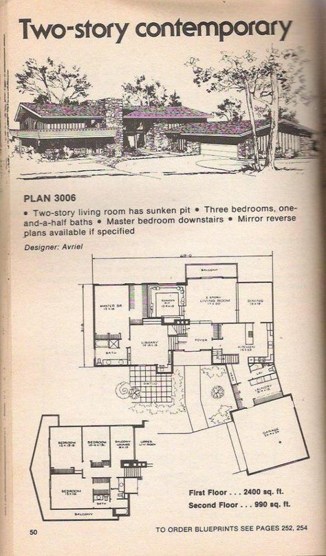 Vintage 2 Story House Plans, Midcentury Modern House Exterior 2 Story, Midcentury Modern House Exterior, Houses In Dallas Texas, Vintage Floorplans, Modern Traditional Home, Mid Century Modern House Plans, 2 Story House, Modern Floor Plans