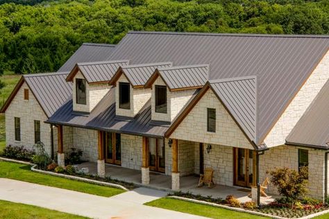 Burnished Slate Metal Roof, Slate Metal Roof, Metal Siding House, Corrugated Metal Roofing, Metal Roof Paint, Metal Roof Houses, Barn Remodel, Metal Roof Colors, Exterior Color Palette