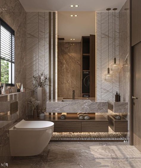 Modern Luxury Bathroom Design Master Bath, Luxury Washroom Design, White Luxury Bathroom, Luxury Bathroom Decor, تصميم دورة مياه, Unique Bathroom Tiles, Luxury Powder Room, Wc Decoration, Bathroom Design Small Modern