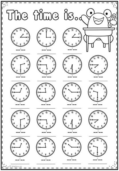 Write The Time - Worksheet School Clock Worksheets, Telling Time Practice, Preschool Names, Math Addition Worksheets, Telling Time Worksheets, Worksheet For Kids, 2nd Grade Math Worksheets, Time Worksheets, 1st Grade Math Worksheets