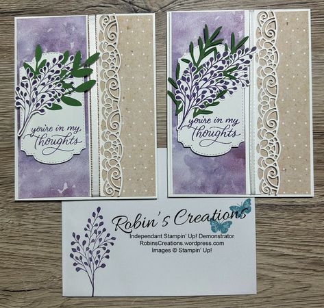 Robin’s Creations – cards, papercraft, scrapbook Grape Watercolor, Stampin Up Sympathy Cards, Lavender Stamp, Paper Pumpkin Stampin Up, Stampin Up Paper Pumpkin, Purple Cards, Pumpkin Cards, Polka Dot Paper, Hand Made Greeting Cards