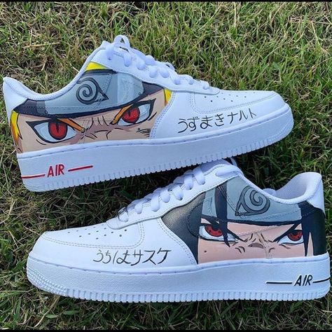 Naruto Theme, Sasuke And Naruto, Naruto Shoes, Custom Sneakers Diy, Drawings Tutorials, Custom Shoes Diy, Custom Nike Shoes, All Nike Shoes, Sneaker Art