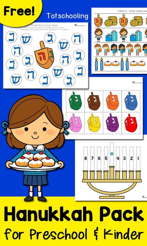 FREE printable pack for prek and kindergarten kids to celebrate Hanukkah or Chanukah! Kids will learn about this holiday tradition with menorahs, dreidels and more! Hannukah Activities, Hanukkah Activities Preschool, Hanukkah Preschool, Hanukkah Activities, Hanukkah Activites, Hanukkah Art, December Kindergarten, Hanukkah For Kids, Preschool Activities Printable