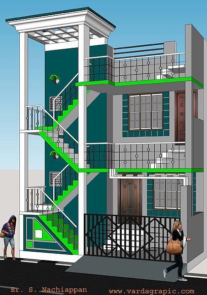 3d Elevation Design, Micro House Plans, Stair Design Architecture, House Front Elevation, Two Story House Design, Commercial Design Exterior, 3d Elevation, Indian House Plans, Small House Elevation