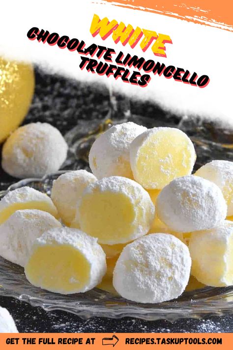 Indulge in the exquisite taste of our White Chocolate Limoncello Truffles. These decadent treats combine the rich creaminess of white chocolate with the zesty brightness of limoncello, creating a delightful balance of flavors. Perfect for special occasions or a gourmet dessert experience, each truffle offers a refreshing twist that will tantalize your taste buds. Discover the art of making these luxurious confections at home and impress your friends and family with a sweet surprise. Pin this recipe for a treat that White Chocolate Limoncello Truffles, Lemon Truffles Recipe, Limoncello Truffles, Lemoncello Recipes, Homemade Raffaello, Limoncello Desserts, Lemon Truffle Recipe, Truffle Flavors, Wine Truffles