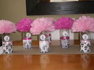 "Easy Pom-Pom Centerpieces" Birthday Table Decorations For Women, Tissue Paper Centerpieces, Pom Pom Centerpieces, Tulle Decorations, Birthday Table Decorations, Tissue Pom Poms, Retreat Ideas, Craft Flowers, Simple Centerpieces