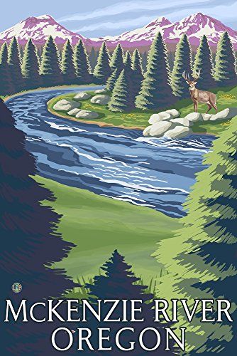 McKenzie River Oregon  Buck and River 24x36 Giclee Gallery Print Wall Decor Travel Poster >>> ** AMAZON BEST BUY ** #VintageKitchen Oregon Sights, Portland Activities, Northwest Style, Sisters Oregon, Beautiful Oregon, Into The West, Travel Ads, Scenic View, Retro Travel Poster