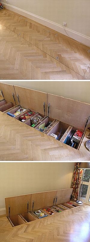 Clever Sub Floor Storage. Gömda Rum, Tiny House Storage, Floor Storage, Hidden Rooms, Secret Rooms, Design Del Prodotto, Tiny House Living, Tiny Living, Hidden Storage