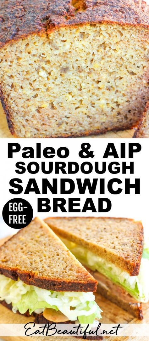 Sourdough Process, Easy Overnight Sourdough, Aip Bread, Paleo Sandwich, Autoimmune Diet Recipes, Overnight Sourdough, Aip Diet Recipes, Sourdough Sandwich Bread, Sandwich Bread Recipe