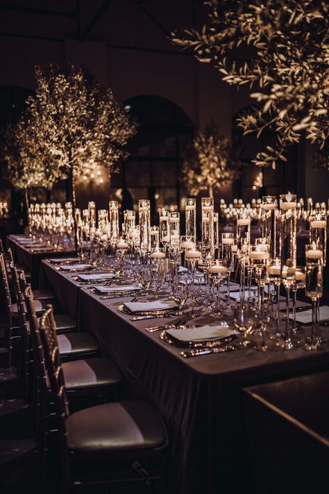 Black Wedding Reception Decor, Candle Lit Wedding Reception, Candlelight Wedding Reception, Black Wedding Reception, Candlelit Wedding Reception, Candle Light Wedding, Luxury Event Decor, Candles Reception, Concrete Tables