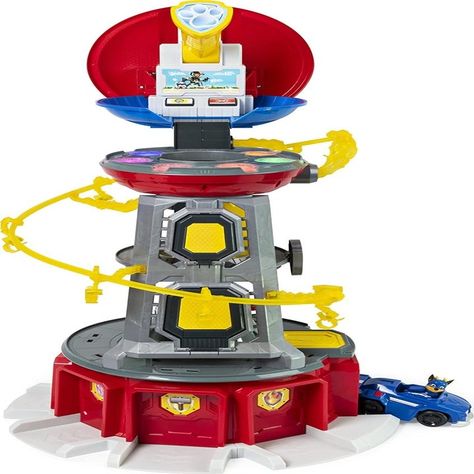 A Paw Patrol lookout tower loaded with ~paw-riffic~ features like a working elevator, zip line, vehicle launcher, lights and sounds to spark hours of imaginative play. Paw Patrol Tower, Paw Patrol Episodes, Paw Patrol Gifts, Paw Patrol Toys, Lookout Tower, Paw Patrol Pups, Paw Patrol Nickelodeon, Spin Master, Top Toys