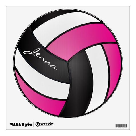 $18.20 | Hot Pink, Black and White Personalize Volleyball #beach volleyball, sports, games, player, team, black and white, volleyball, balls, pink, school Sports Wall Decals, Sports Wall, Diy Hair Bows, Fabric Paper, Black And White Design, Wall Treatments, Digital Graphics, Custom Wall, Wall Decal