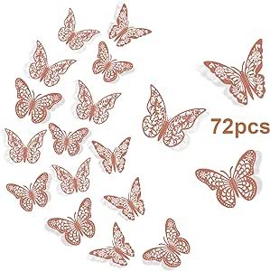 3d Butterfly Wall Decor, Wedding Decor Diy, Butterfly Party Decorations, Nursery Classroom, Rose Gold Butterfly, Butterfly Wall Decals, Butterfly Decal, Dessert Table Decor, Fridge Stickers