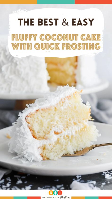 Fluffy Coconut Cake with Quick Frosting Coconut Cake With 7 Minute Frosting, Icing For Coconut Cake, Wet Coconut Cake Recipes, Fresh Coconut Cake, Coconut Milk Cake Recipes, Coconut Frosting Recipe Easy, Coconut Cream Cake Recipe, Moist Coconut Cake Recipe, Easy Coconut Cake Recipe