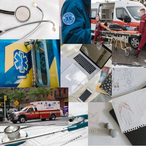 Ems inspo!! #aesthetic #collage #ems #Emt #paramedic #medicine #inspo #firstresponder #studymotivation #wallpaper Paramedic Vision Board, Emt Aesthetics, Emt Student Aesthetic, Paramedics Aesthetic, Emergency Medicine Wallpaper, Emt Paramedic Aesthetic, Paramedic Tips, Paramedic Wallpaper, Emt Aesthetic