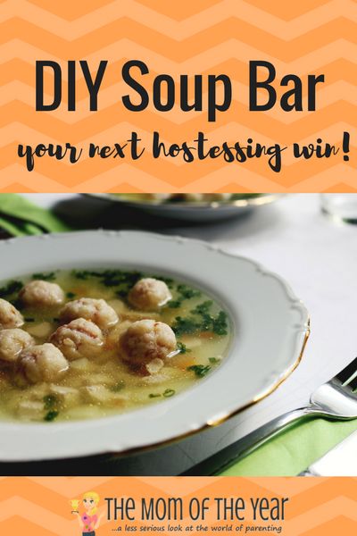 soup bLooking for your next hostessing win? This DIY soup bar is genius! All guests love it and its SO EASY!! Love this fab add-in ingredient idea! Soup Off Party, Soup And Salad Bar Ideas, Soup Bar Ideas Parties, Soup Bar Ideas, Soup And Salad Bar, Soup Party Ideas, Dinner Boards, Soup Swap, Soup Party