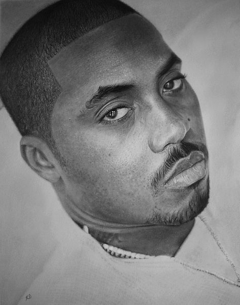 A drawing of an American rapper and actor Nas, by Artist Kevin Okafor; using graphite pencils on sketching paper. Nas Drawing, Drawing Black People, Kelvin Okafor, Celebrity Prints, Realistic Pencil Drawings, Sketch Paper, Drawing Black, Hip Hop Art, Black Artwork