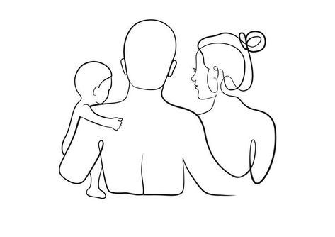 Mom Dad Baby, Line Print, Family Of Three, Dad Baby, Pola Sulam, Mom Art, Baby Tattoos, Instagram Highlight Icons, Paper And Ink