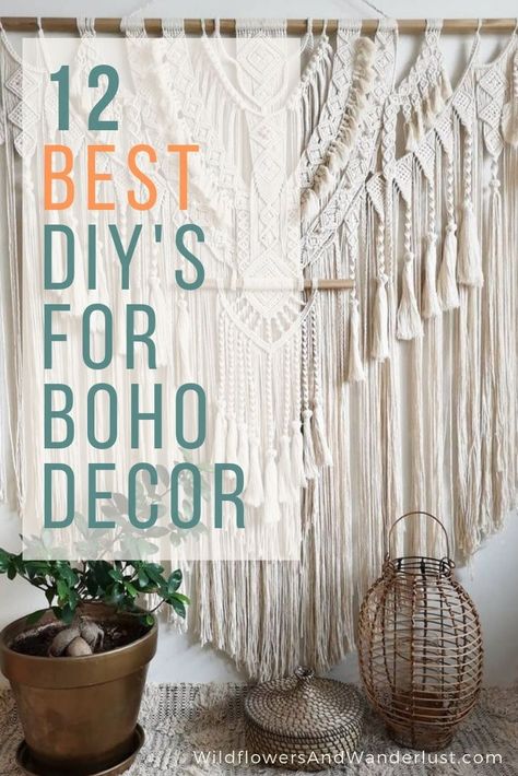 Cozy Chic Decor, Boho Bedroom Diy Decor, Diy Boho Decor Bedroom Projects, Diy Boho Art, Dollar Tree Boho Diy, Cheap Boho Decor Ideas, Boho Diy Crafts, Boho Spring Decor, Cozy Boho Bedroom Ideas