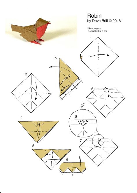 Origami Robin Bird, Bird Paper Art, Mini Origami Tutorials, Paper Crafts Birds, Paper Birds Craft, Origami Intermediate, Oragami Birds, Origami Bird Tutorial, Birds Origami