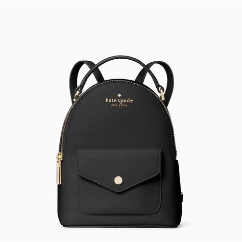 Kate Spade Mini Saffiano Backpack Black Kate Spade Leather Backpack, Kate Spade Backpack Purse, Minnie Mouse Backpack, Kate Spade Backpack, Flap Backpack, Leather Backpack Purse, Quilted Backpack, Engraved Metal, Bags Kate Spade