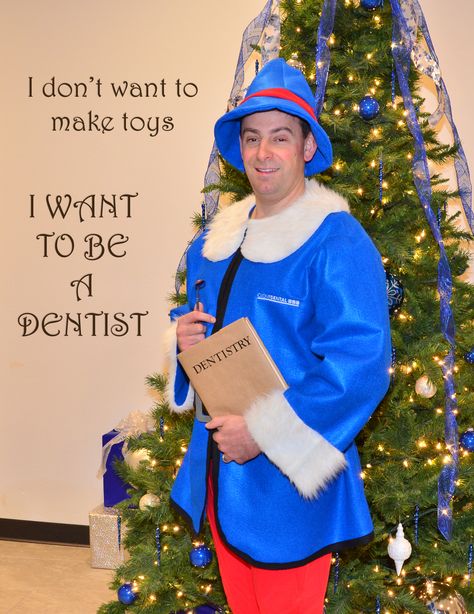 Clove Dental created a Hermey the Elf Dental Costume for this year's Clove Christmas Contest. http://clovedental.com/clove-christmas-contest/ Dental Christmas Parade Float, Hermey The Elf Costume, Island Of Misfit Toys Decorations Office, Hermie The Elf Dentist Costume, Rudolph Costume, Dentist Costume, Hermy The Elf Dentist, The Island Of Misfit Toys, Hermey The Elf