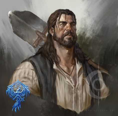 ArtStation - Darkeport Portraits Fantasy Farmer Art, Farmer Character Art, Dnd Villager Npc, Villager Character Design, Peasant Fantasy Art, Farmer Artwork, Fantasy Farmer, Dnd Peasant, Village Rpg