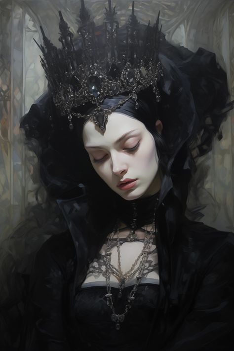 Victorian Dark Queen with Crystal Crown Matte Vertical art Print, Dark Academia, Victorian Vintage Home Gothic Decor Dark Art Goth Lady Victorian Goth Paintings, Ancient Witch, Vertical Art, Goth Vibes, Dark Queen, Victorian Goth, Gothic Victorian, Victorian Vintage, Victorian Lady