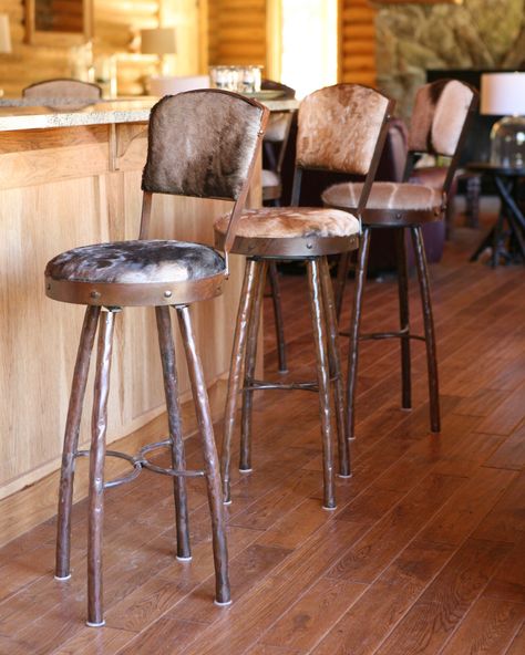 Farmhouse Style Bar Stools, Rustic Counter Stools, Western Bar Stools, Cowhide Bar Stools, Kitchen Stools With Back, Metal Stools, Rustic Bar Stools, Rustic Counter, Iron Bar Stools