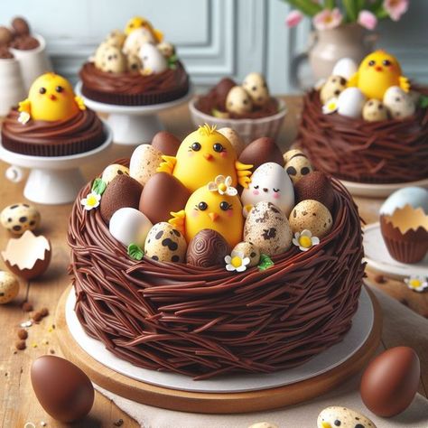 iva | ai desserts artist on Instagram: "🐰🍫 Indulge in Easter sweetness with this delectable Chocolate Nest Cake! 🌸✨ Topped with mini eggs and chocolate nest branches, it's a treat that's as beautiful as it is delicious. Tag a friend who'd love to share this Easter delight! Like, comment, and share the chocolatey joy! 💖💖🍰 
.
.
.
.
.
.
.
.
.
#aifoodcreations #aifood #eastercake #eastercakes #easter2024 #chocolateeggs" Nest Cake, Chocolate Nests, Mini Eggs, Chocolate Eggs, Easter Cakes, Artist On Instagram, Tag A Friend, 3rd Birthday, Digital Art