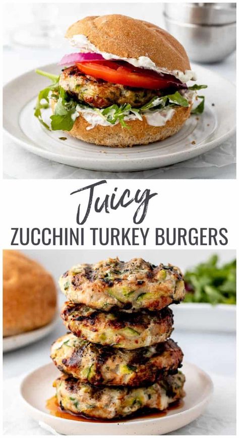 Craving for a more delectable burger meal? Make yourself some Zucchini Turkey Burgers! These bad boys pack in a lot of delicious, moist and chewy flavor. Plus they are easy to make too, in just under 30 minutes! Click to learn the paleo, gluten-free, keto, and low carb recipe. Aip Turkey Burgers, Turkey Veggie Burger Recipes, Macro Friendly Turkey Burgers, Chicken Zucchini Burgers, California Turkey Burger, High Protein Turkey Burgers, Southwest Turkey Burgers, Ground Turkey Burger Recipes Healthy, Ground Turkey Smash Burgers