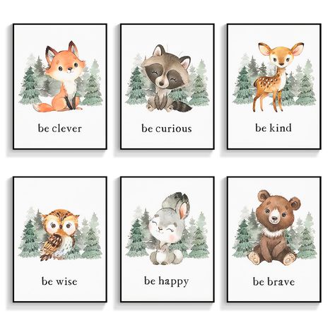 PRICES MAY VARY. 🦊【Notes】 For our forest animal nursery decor wall art sizes, it should be noticed that dimension of 8*10in and 12*16in are ONLY for cute animal posters content, animal print poster is wrapped and stretched in a wood frame and set in a black aluminum frame (Two Frames)to create an immersive 3D effect that makes the artwork look great. 🐇【Durable & High Quality】 Our animal pictures wall art motivational posters are made of high-quality canvas material to ensure durability. Baby a Woodsy Animal Nursery, Cricut Woodland Animals, Forest Creature Nursery, Sage Green Animal Nursery, Baby Forest Animals Theme Nursery, Woodland Animal Theme Nursery, Nursery Ideas Outdoor Theme, Sage Green Woodland Nursery, Deer Hunting Nursery